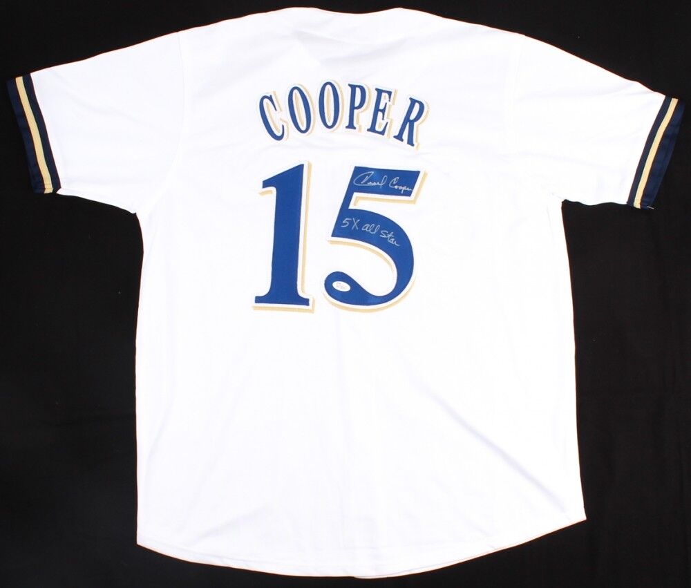 Cecil Cooper Signed Brewers Jersey Inscr "5x All Star" (JSA COA) 82 World Series