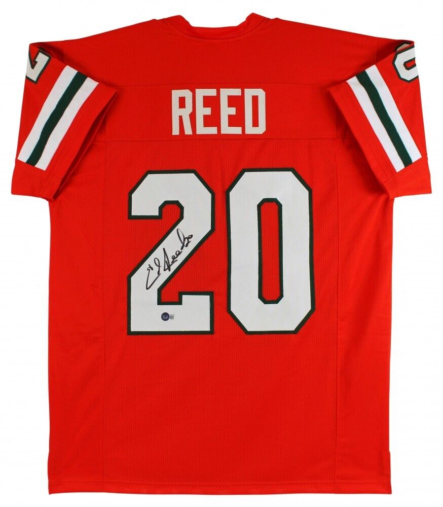Ed Reed Signed Miami Hurricane Jersey (Beckett) Baltimore Ravens 9xPro Bowl D.B.