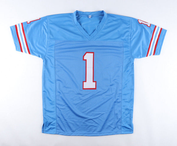 WARREN MOON AUTOGRAPHED HOUSTON OILERS JERSEY RARE 49325 INSCRIPTION TRISTAR