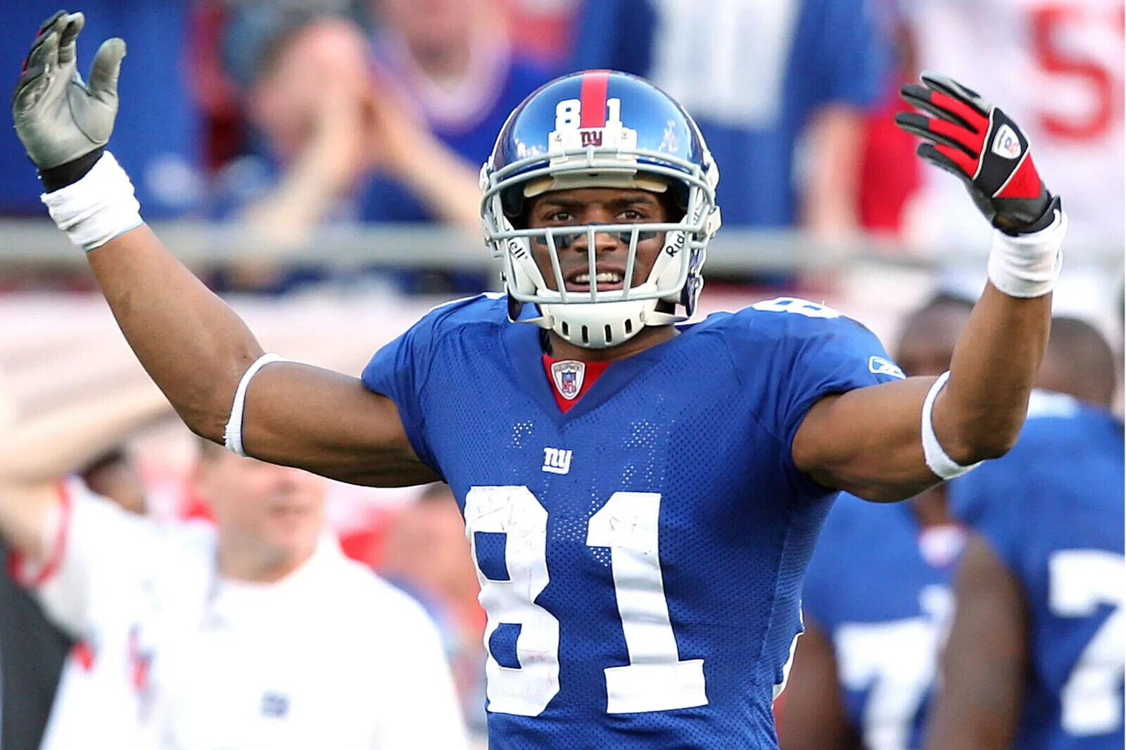 Amani Toomer Signed New York Giants Jersey Inscribed "S.B. XLII Champ" (Beckett)