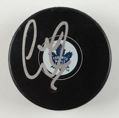 Leo Komarov Signed Toronto Maple Leafs Logo Hockey Puck (JSA COA)