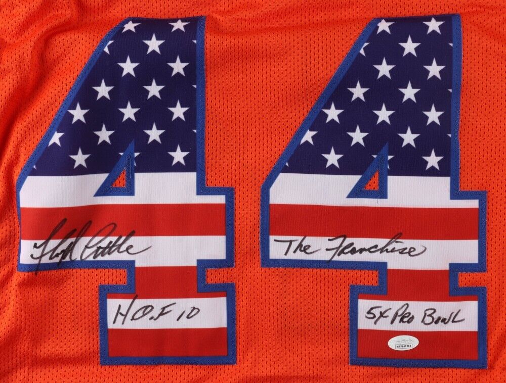 Floyd Little Signed Denver Broncos Career Stat Jersey 3xInscribed (JSA COA) R.B.