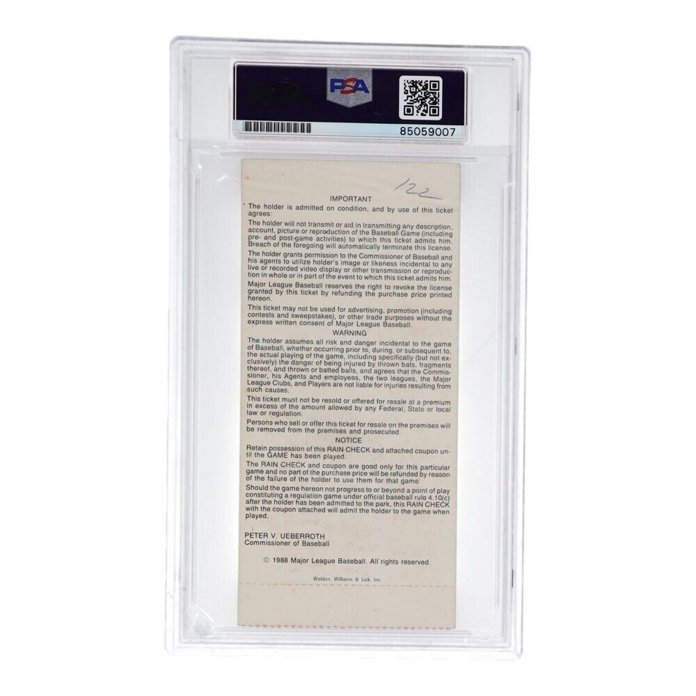 Rickey Henderson & Nolan Ryan Signed 1988 Original All-Star Game Ticket /PSA Cap