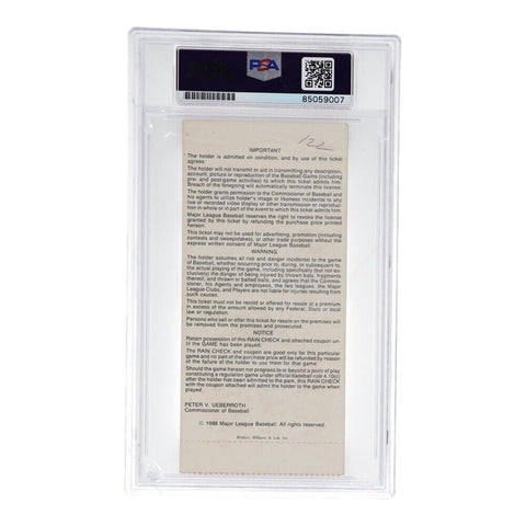 Rickey Henderson & Nolan Ryan Signed 1988 Original All-Star Game Ticket /PSA Cap