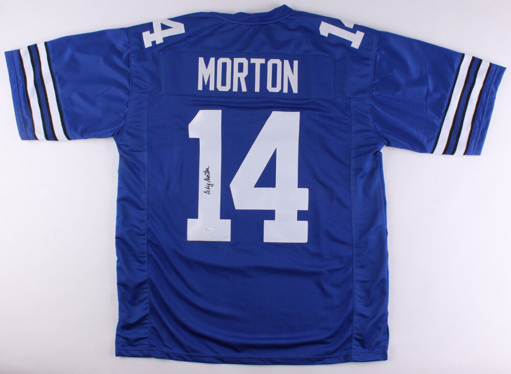 Craig Morton Signed Dallas Cowboys Blue Jersey (JSA COA) Super Bowl VI QB