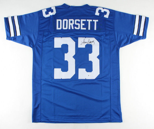 Tony Dorsett Signed Dallas Blue Football Jersey (Beckett) — RSA