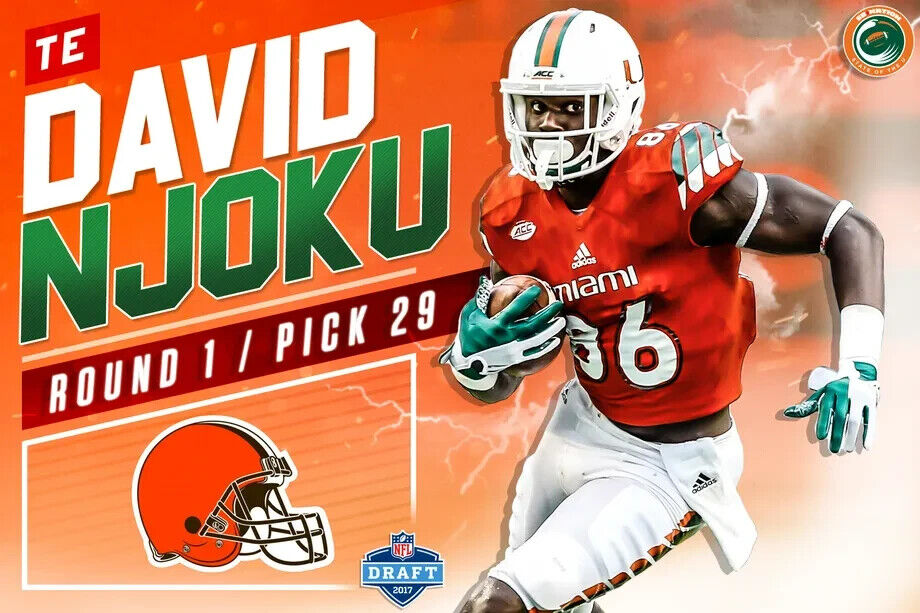 David Njoku Signed Miami Hurricanes Mini-Helmet (JSA COA) Cleveland 1st Rnd Pick