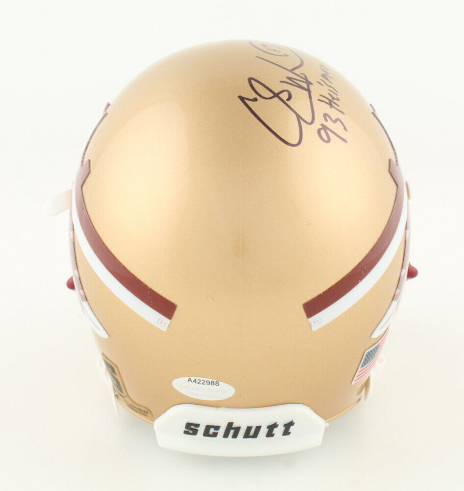 Charlie Ward Signed Florida State Seminoles Mini Helmet Inscd "'93 Heisman" FSU