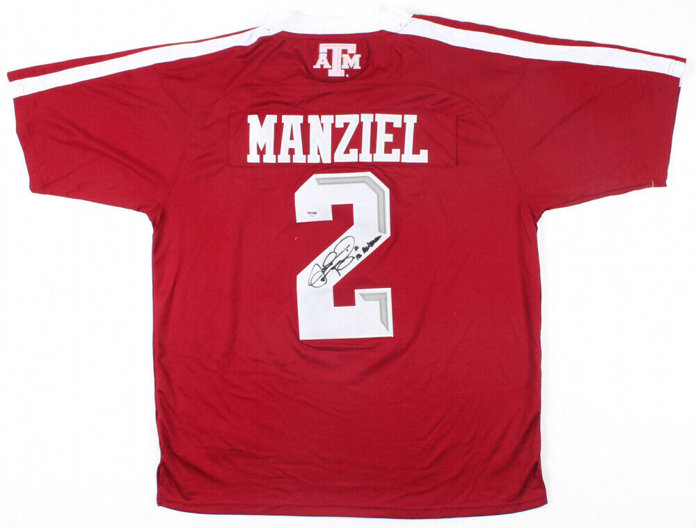 Johnny Manziel Signed Texas A&M Aggies Custom Jersey Insc. 12 Heisman(PSA Holo)