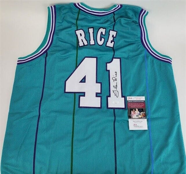 Glen Rice Signed Charlotte Hornets Teal Pinstriped Jersey (JSA COA