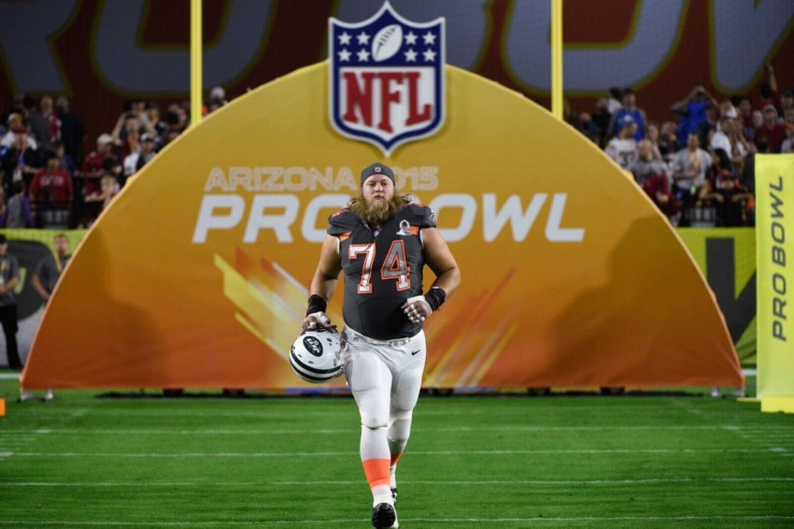 Nick Mangold Signed New York Jets Green Home Jersey (Beckett) 7xPro Bowl Center