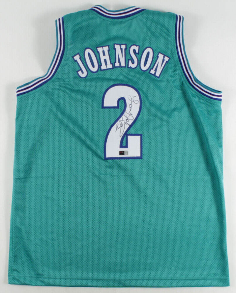 Larry Johnson Signed Charlotte Hornets Jersey (Tri-Star Holo) #1 Overall Pk 1991