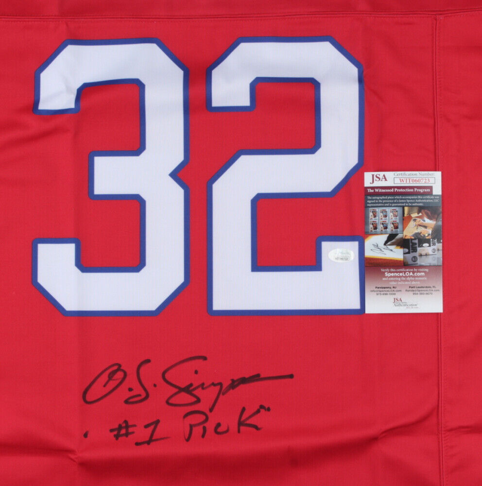 O. J. Simpson Signed Buffalo Bills Jersey Inscribed "#1 Pick" (JSA COA) 1973 MVP