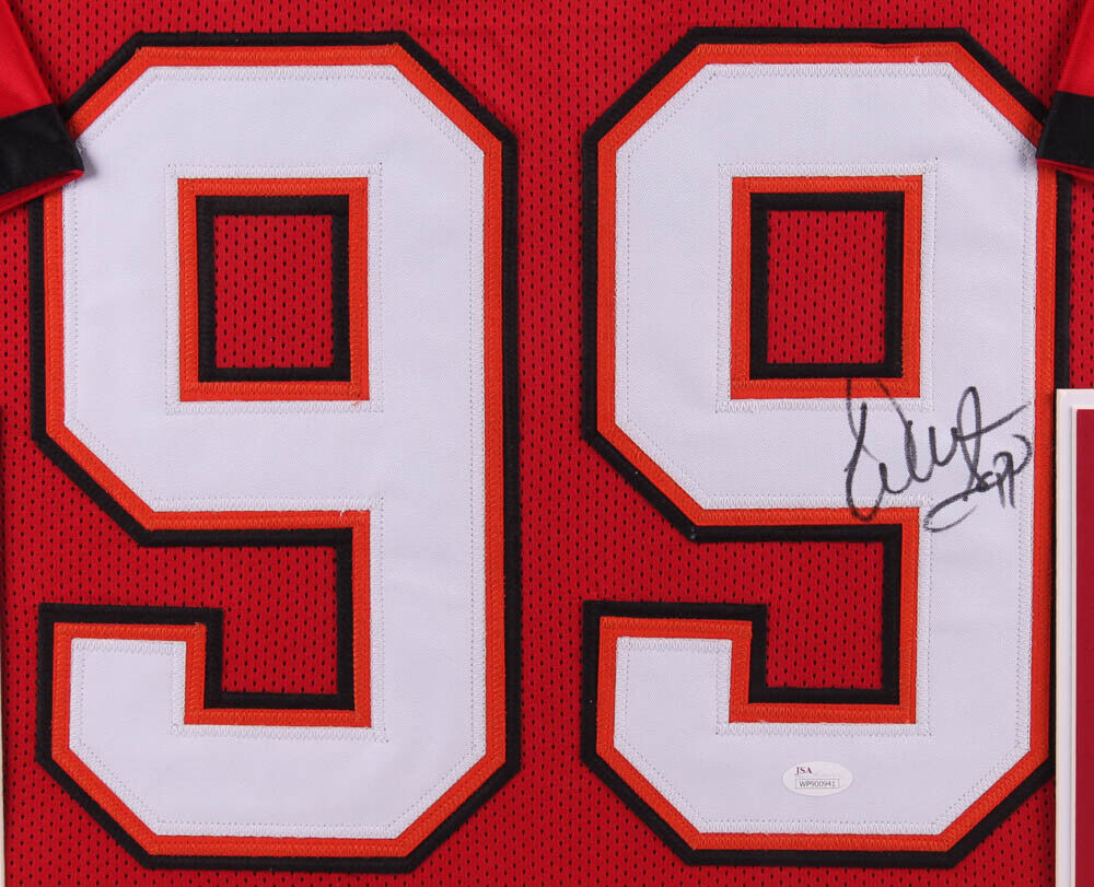 Warren Sapp Signed Buccaneers 31x35 Custom Framed Jersey (JSA) Tampa Bay D.T.