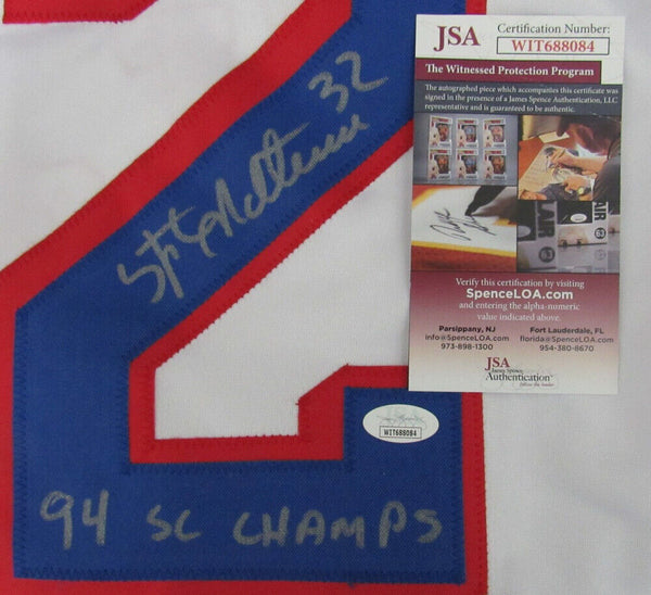 Stephane Matteau Signed New York Rangers Jersey Inscribed 94 SC Champs –