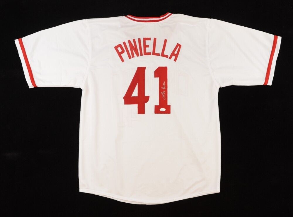 Lou Piniella Signed Reds Jersey (JSA) 1990 Cincy World Series Champion Manager