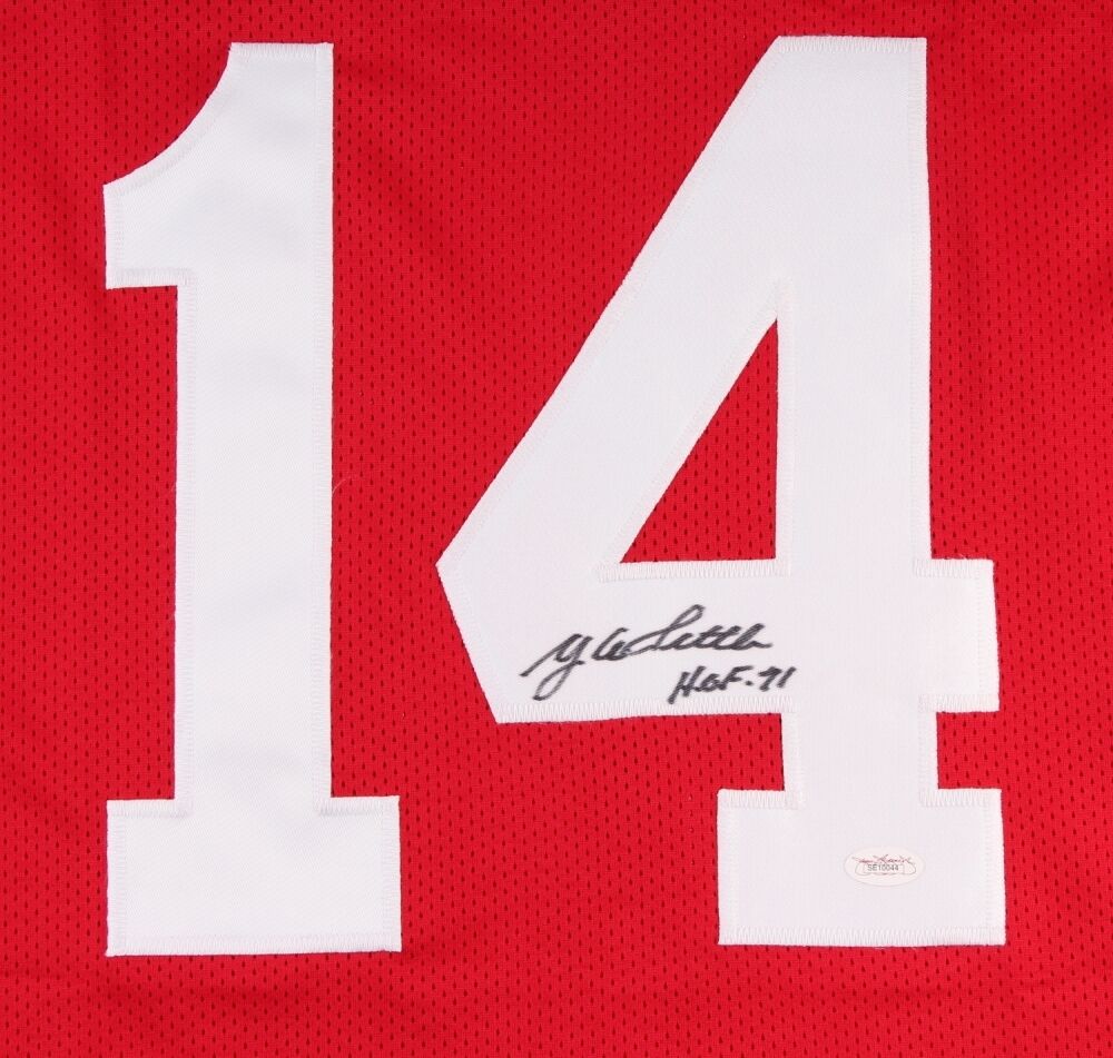 Y.A. Tittle Signed San Francisco 49ers Jersey Inscribed "HOF 71" (JSA) Q,B,