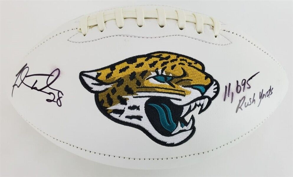 Fred Taylor 11,695 Rush Yards Signed Jacksonville Jaguars Logo Football/ Beckett