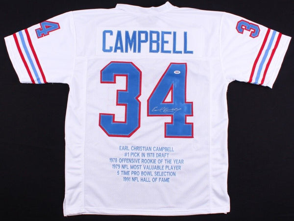 Framed Houston Oilers Earl Campbell Autographed Signed Jersey Psa