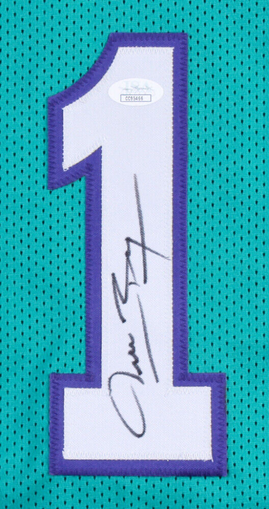 Tyrone Muggsy Bogues Signed Charlotte Hornets Jersey (JSA COA) 1st Rd Pck 1987