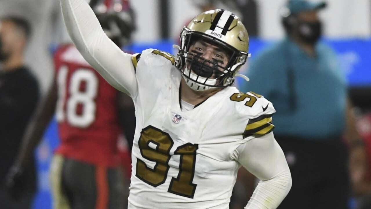 Trey Hendrickson Signed Saints Jersey (JSA Hologram) 2017 3rd Round Pick D.E.