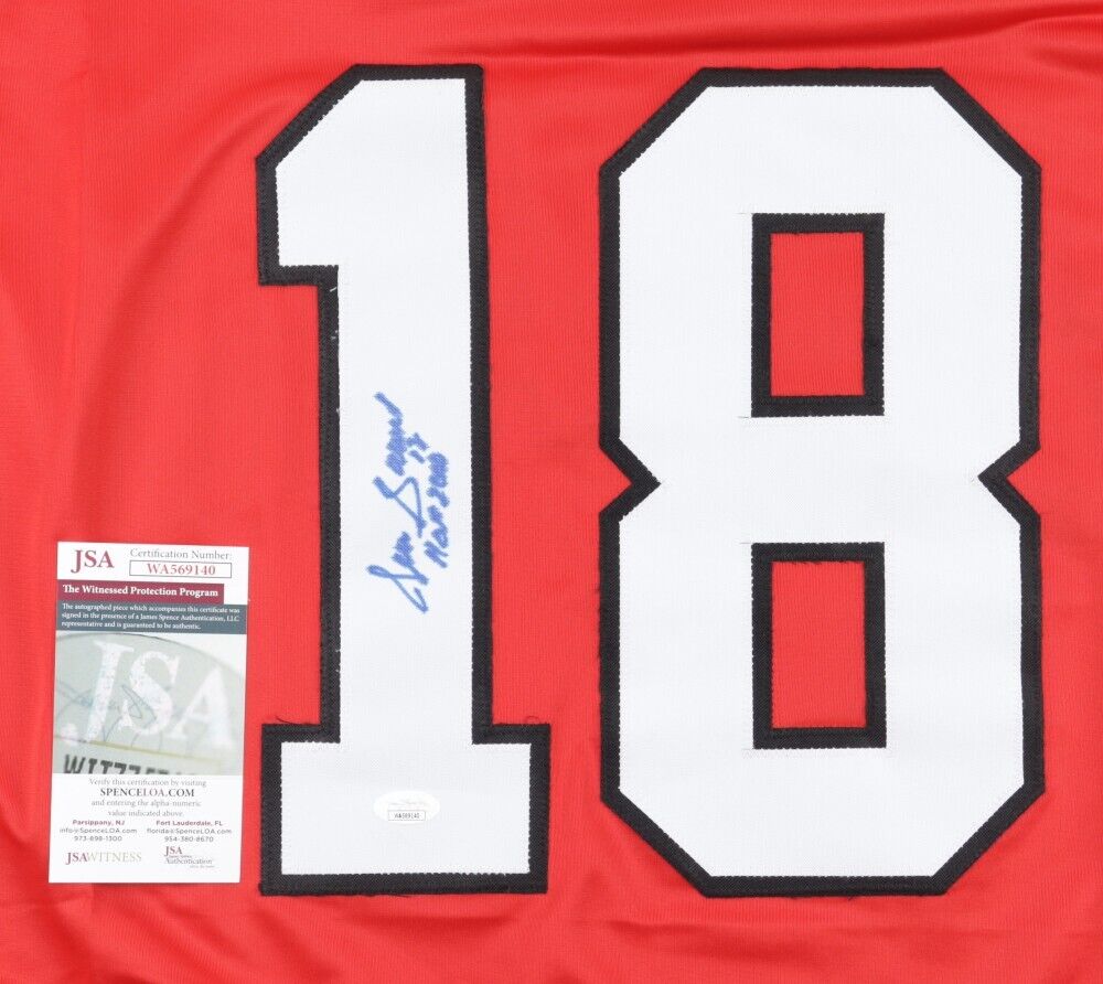 Denis Savard Signed Chicago Blackhawks Jersey Inscribed "HOF 2000" (JSA COA)