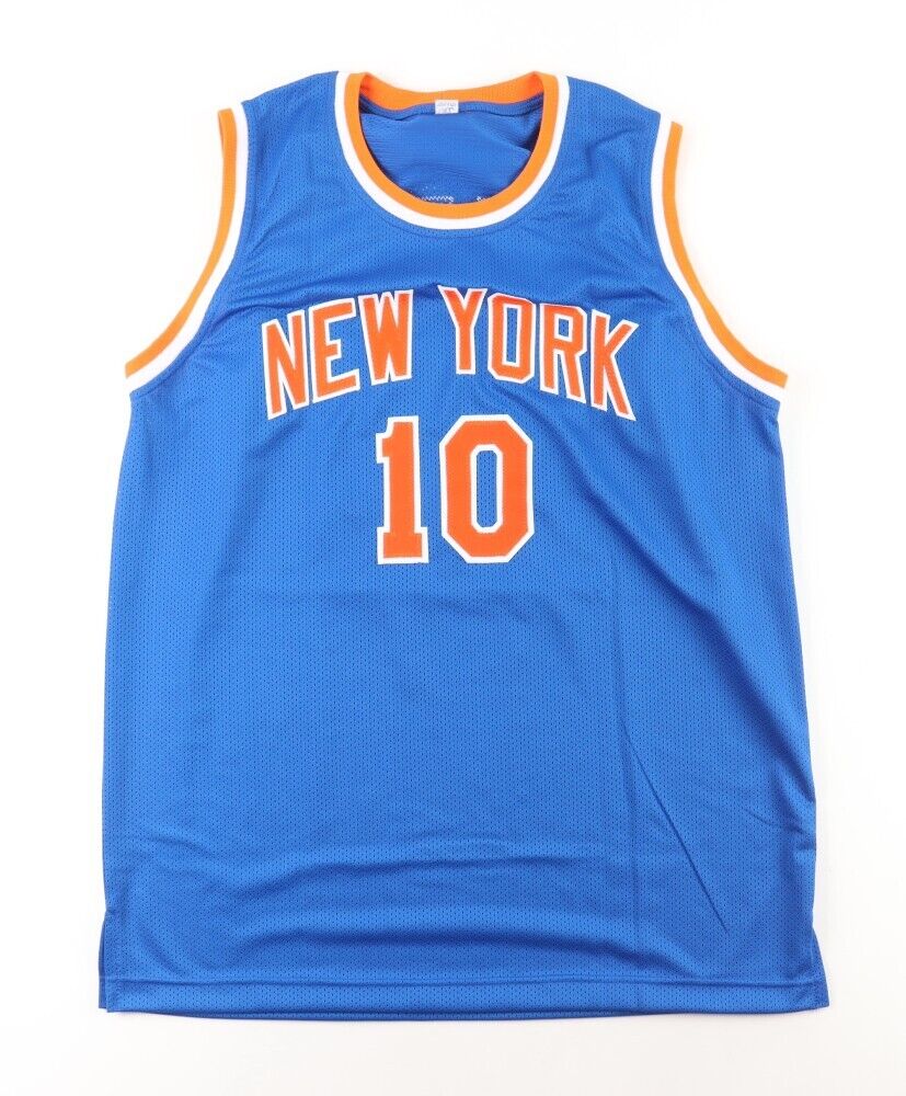 Walt Frazier Signed New York Knicks Jersey (Beckett) 2× NBA Champ (1970, 1973)