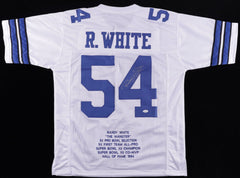 Randy White Signed Dallas Cowboy Career Stat Jersey Inscribed "HOF 94" (JSA COA)