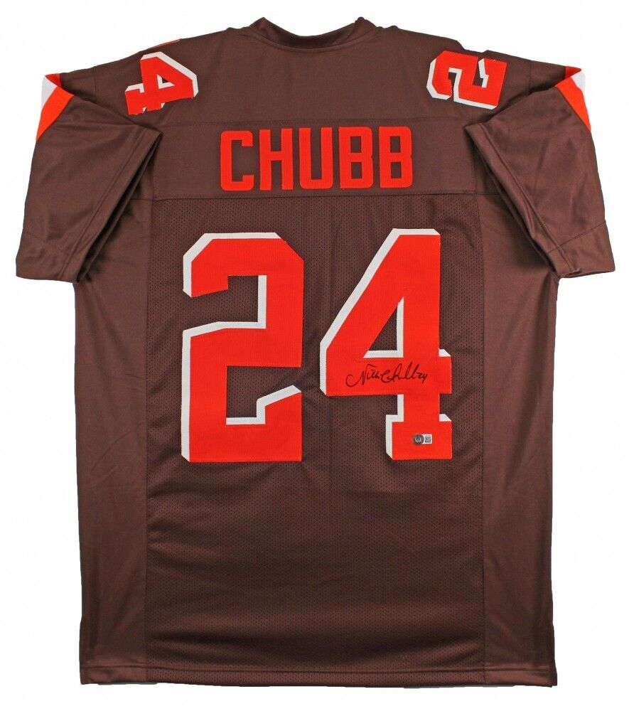 Nick Chubb Signed Browns Jersey (Beckett Holo) Cleveland, 2nd Rd Draft Pick 2018