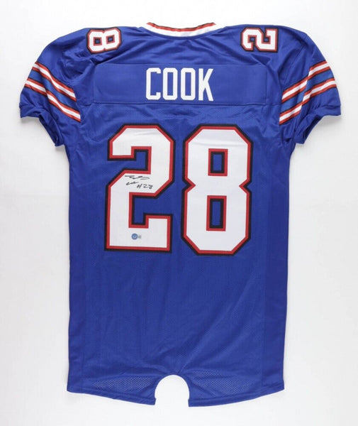 JAMES COOK SIGNED BUFFALO BILLS CUSTOM #4 BLUE JERSEY. BECKETT HOLOGRAM COA