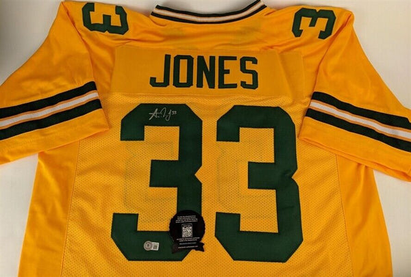 Aaron Jones Packers Autographed Signed Framed Jersey Beckett Hologram  34"x42"