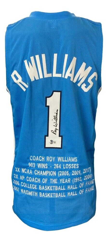 Coach Roy Williams Signed North Carolina Tar Heels Career Stat Jersey (Beckett)