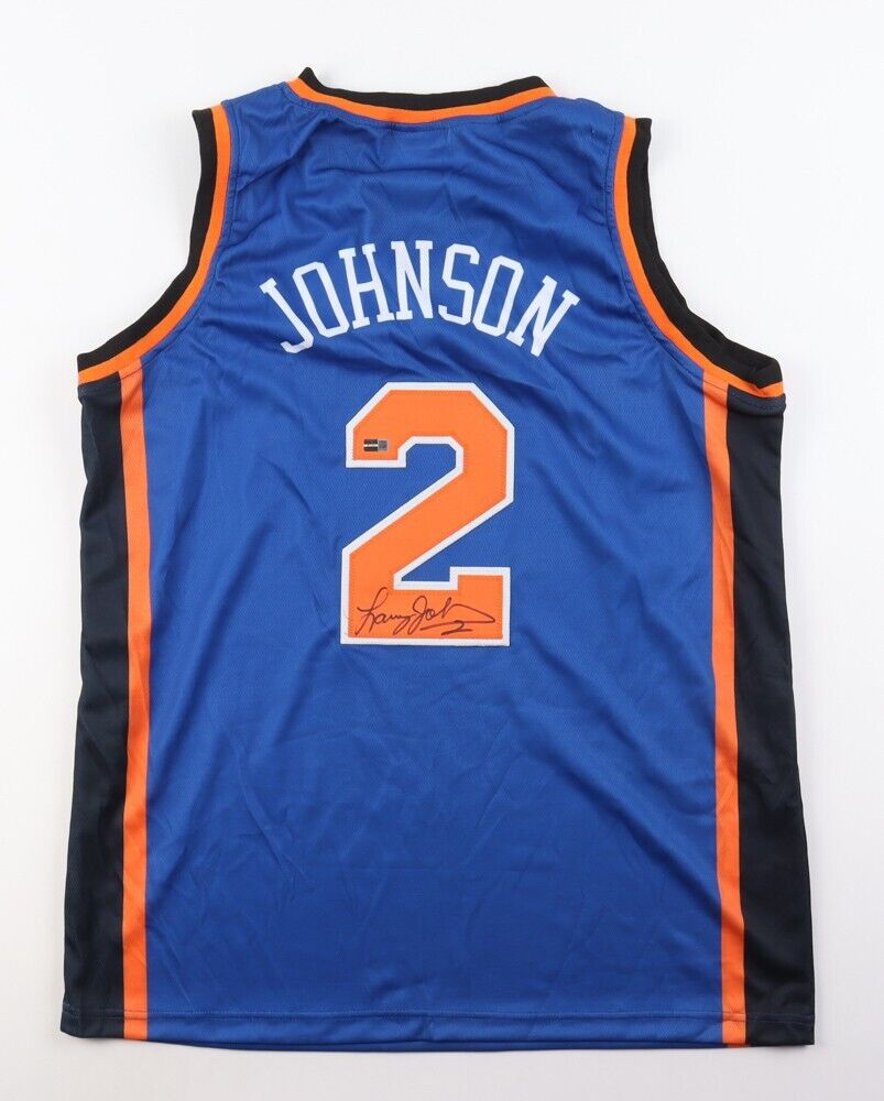 Larry Johnson Signed New York Knicks Jersey (Steiner) #1 Overall Pick 1991 Draft