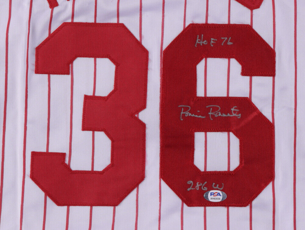 Robin Roberts Signed PHillies Jersey Inscribed "HOF 76" & "286 W" (PSA Hologram)