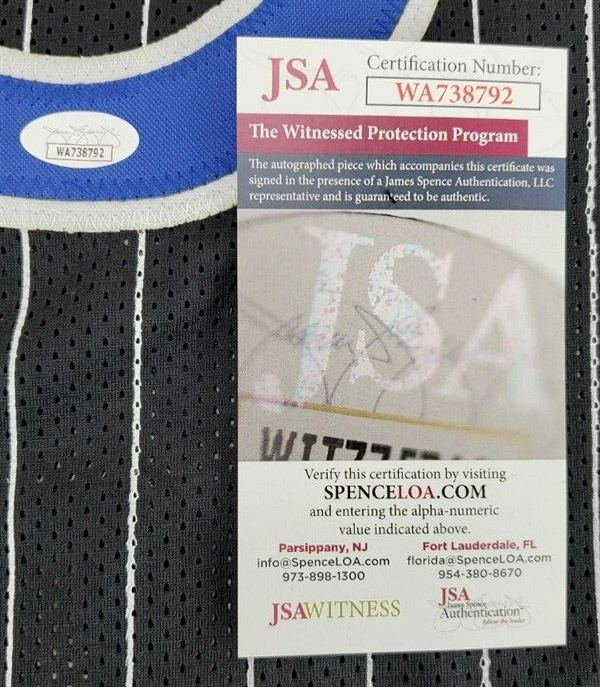 Nick Anderson Signed Orlando Magic Black Pinstriped Home Jersey (JSA COA)