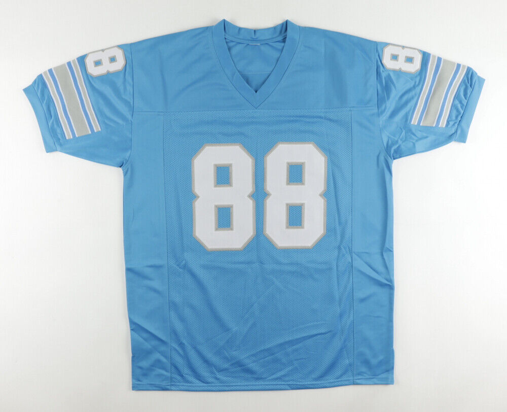 Charlie Sanders Signed Lions Jersey Inscribed "HOF 07" (JSA COA) 7xPro Bowl T.E.