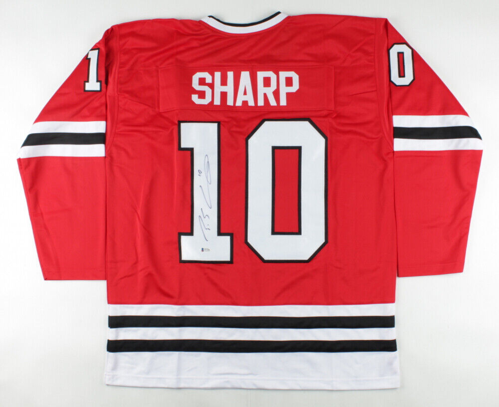 Patrick Sharp Signed Chicago Blackhawk Jersey (Beckett COA) 3xStanley Cup Champ