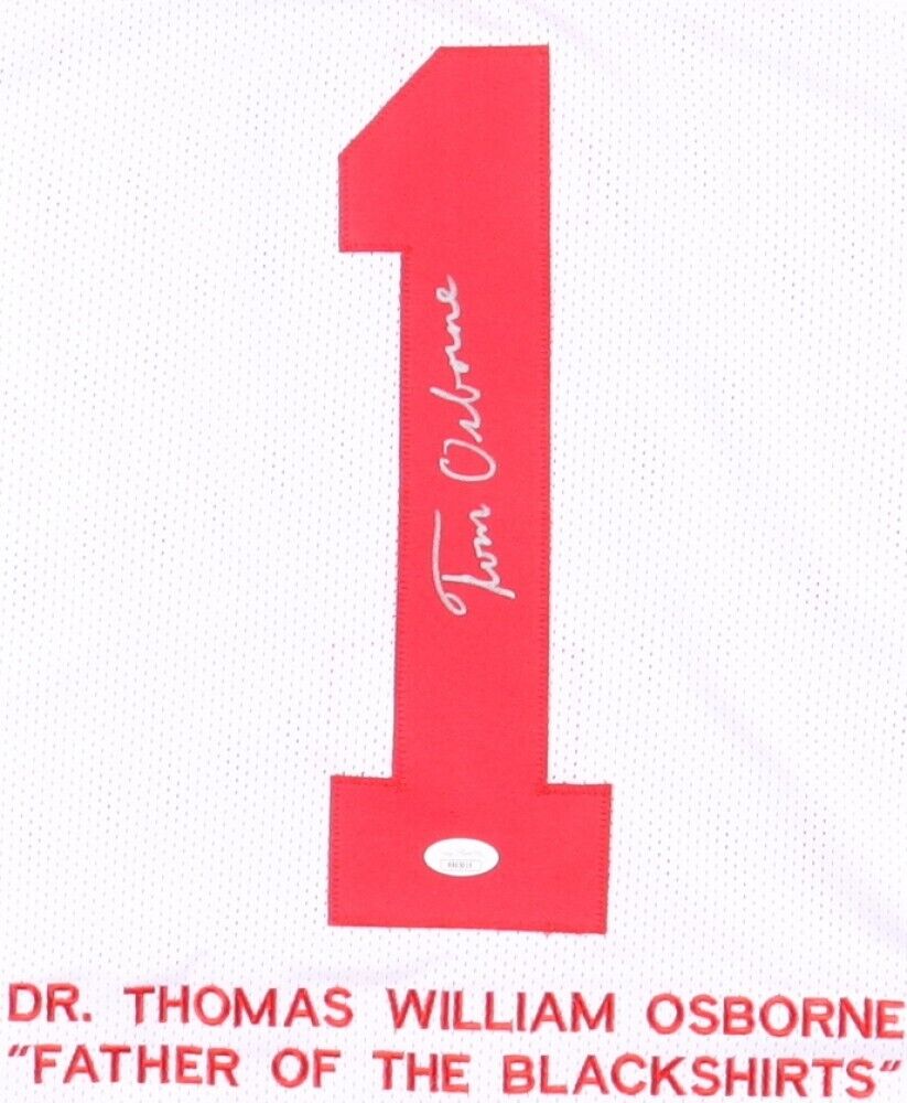 .Tom Osborne Signed Nebraska Cornhuskers Jersey (JSA COA) Head Coach 1973 /1997