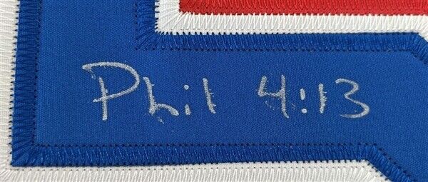Derek Holland "Dutch Oven" & "Phil 4:13" Signed Texas Rangers Jersey (JSA COA)