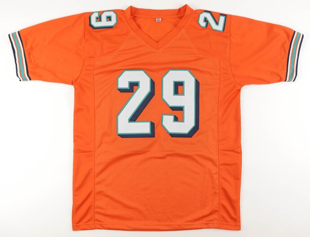 Sam Madison Signed Dolphins Throwback Orange Jersey (JSA COA) Miami All Pro DB