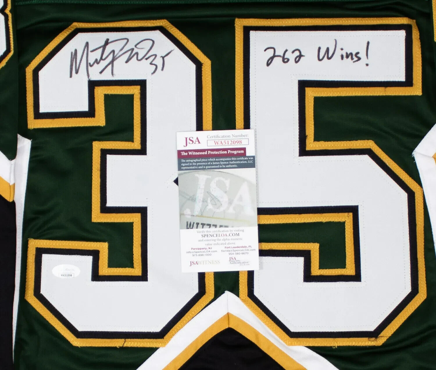 Marty Turco Signed Dallas Stars Jersey Inscribed “262 Wins!” (JSA COA) Goalie