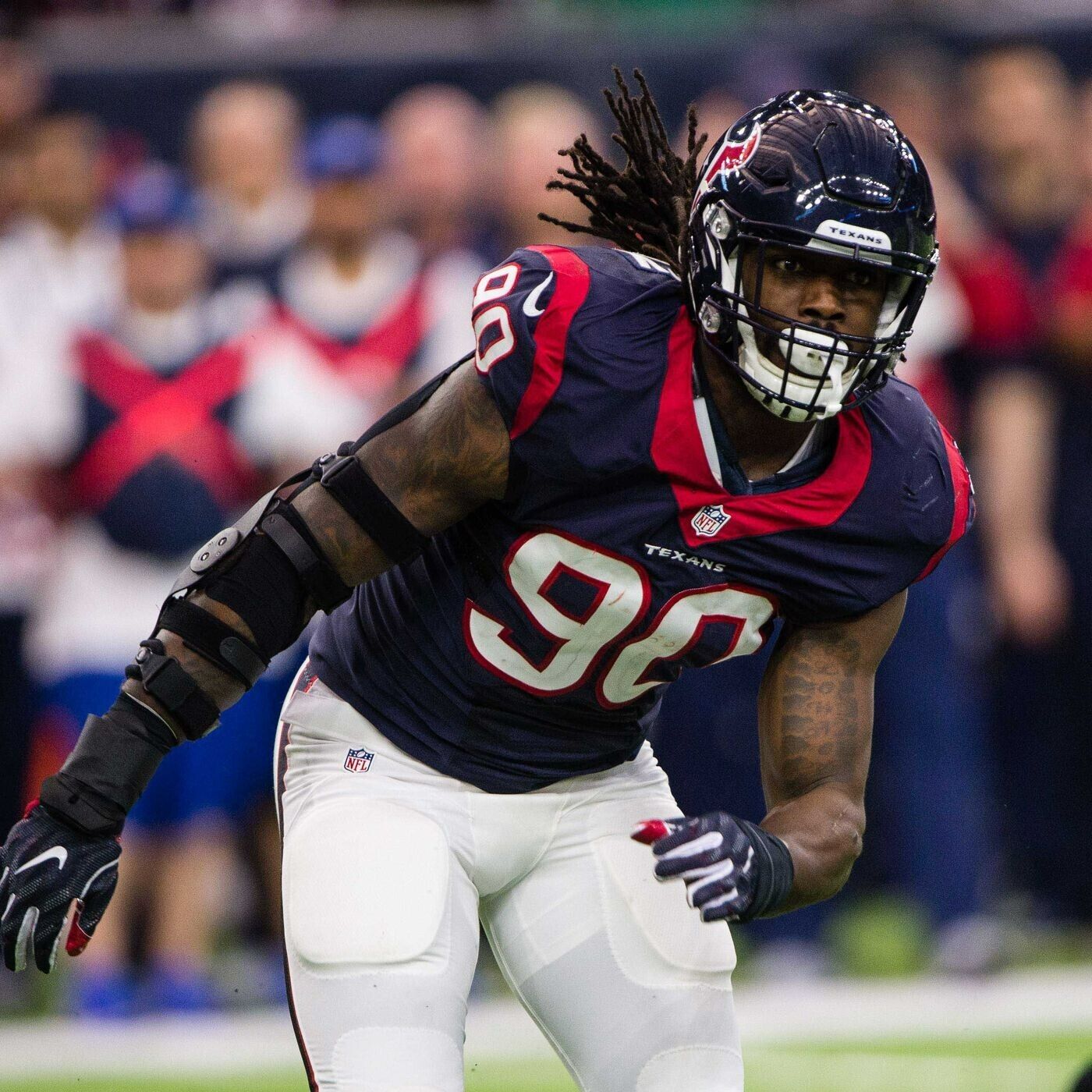 Jadeveon Clowney Signed Texans Blue Jersey (JSA COA) 2014 #1 Draft Pick Overall