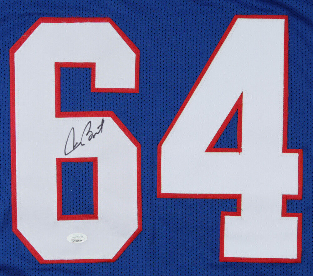Jim Burt Signed New York Giants Blue Jersey (JSA Hologram) 2xSuper Bowl Champion