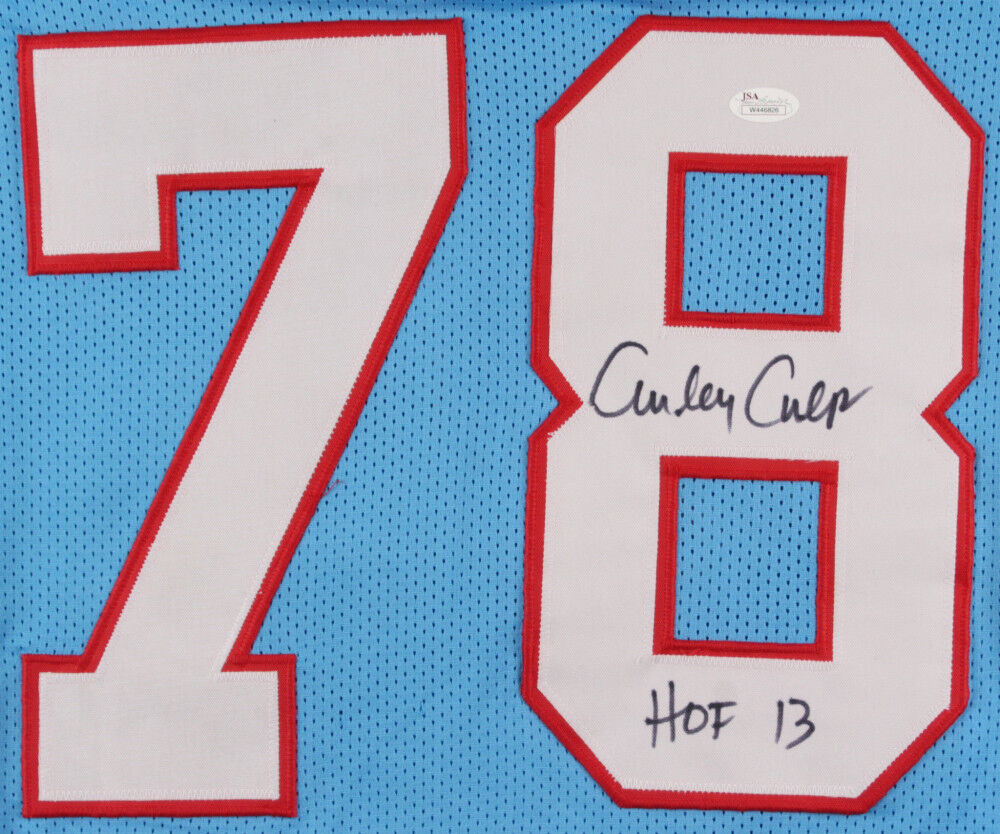Curley Culp Signed Oilers Career Highlight Stat Jersey Inscribed "HOF 13" (JSA)