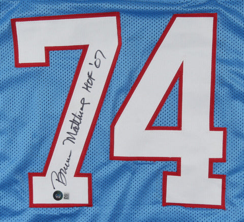 Bruce Matthews Signed Houston Oilers Jersey Insc. "HOF 07" (Beckett Holo) O-Line