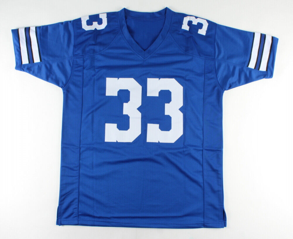 Tony Dorsett Signed Dallas Cowboys Royal Blue Jersey (Beckett COA) 4×Pro Bowl RB
