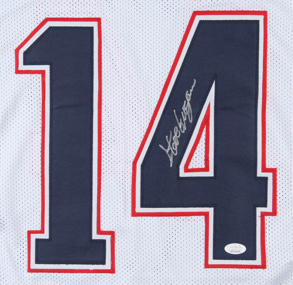 Steve Grogan Signed New England Patriots White Jersey (JSA COA) Super Bowl Q.B