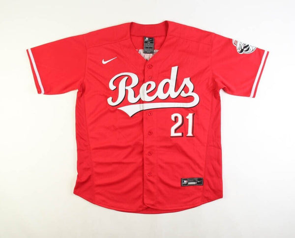 Michael Lorenzen -- 2021 Los Rojos Jersey -- Game Used from Sept 24 (Relief  Pitcher: 1.0 IP, 0 H, 0 R) -- Size: 44