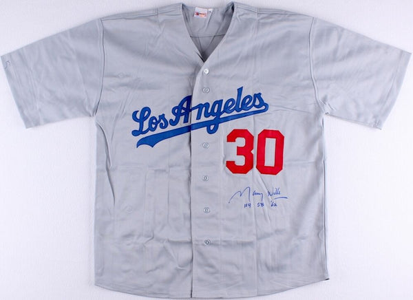 Maury Wills Signed Los Angeles Dodgers Jersey Inscribed 7x All