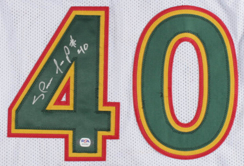 Shawn Kemp Signed Supersonics Basketball Jersey (PSA/DNA COA) Seattle #1 Pk 1989